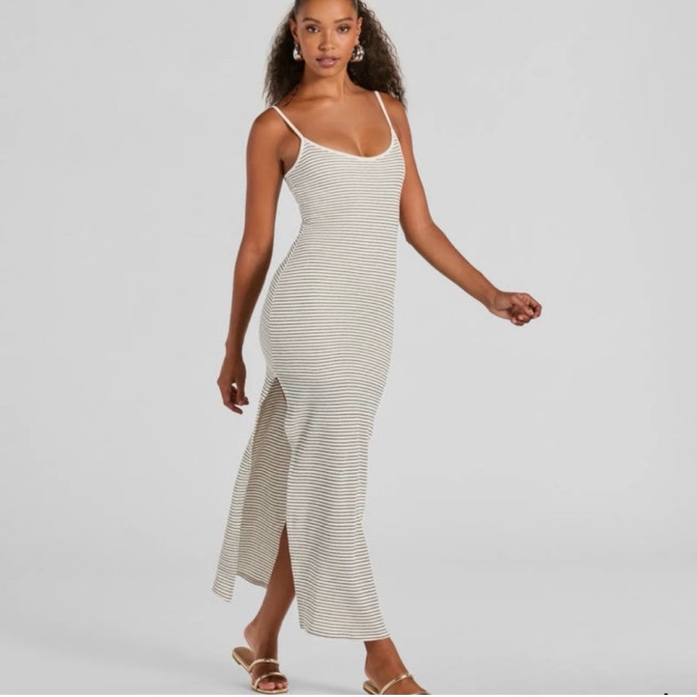 Striped Maxi Dress in Cream and Black